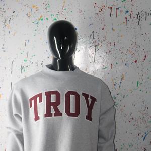 Sudadera TROY con cuello simulado, 450 GSM, nombre personalizado, bordado en aplique, corte holgado, 100% algodón, felpa francesa. - Product Image 1