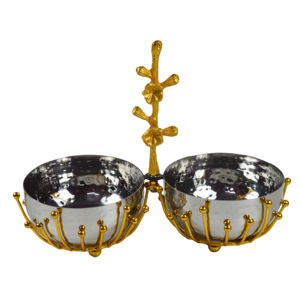 Mejor Plato Dorado con Tazones, Diseño para Bodas, Decoración de Mesa, Diseño con Metal de Aluminio, Productos Artesanales Indios - Product Image 5