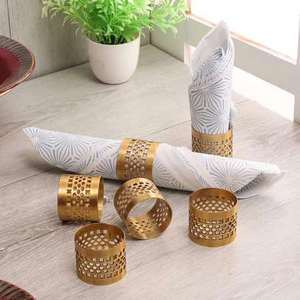Nordic Luxury Classic Gold Metal Napkin Holders for Party Durable Round Design Holds Large <b>Stacks</b> Upright Slim Footprint - Product Image 3