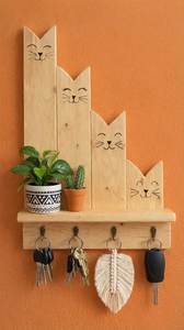 Eco-Friendly Solid Wood <b>Key</b> Holder Wall Mount with Hooks for Home Office Entryway Decorative <b>Key</b> Rack Organizer - Product Image 4