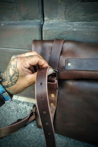 Style Leather <b>Roll</b> Top <b>Backpack</b> Premium Finish Rucksack For Upscale Boutique Luxury Travel Bag LRTB-0186 - Product Image 3