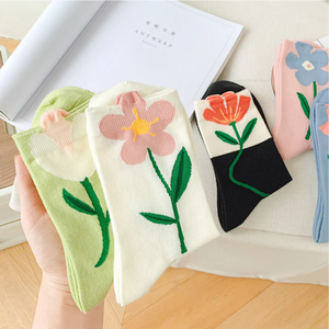 Custom 3D Cuff Floral Cotton Crew SocksDesign <b>Funky</b> Colors Breathable Quick Dry for Women Men-Private Label Manufacture - Product Image 5