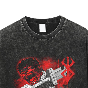 Dark Fantasy <b>Berserker</b> Graphic Acid Wash High Quality Oversized T <b>Shirt</b> - Product Image 4