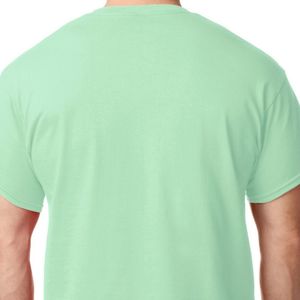 T-shirt classique vert menthe pour homme, col rond, manches courtes, en coton uni, coupe régulière, décontracté, basique, personnalisable avec logo, vente en gros, usage quotidien - Product Image 4