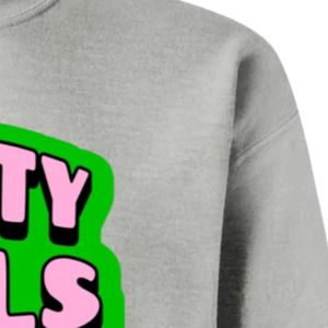 Sudadera de cuello redondo con estampado gráfico Grey Pretty Girls Only, de manga larga, puños acanalados, informal, de forro polar para mujer, estilo urbano. - Product Image 4