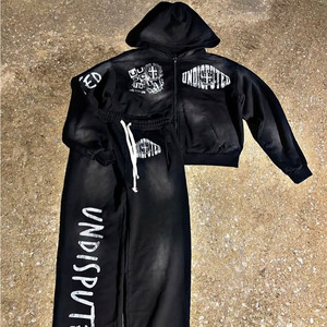 Conjunto Deportivo de Alta Calidad 100% Algodón, Pantalones Deportivos y Sudadera con Capucha, Logotipo Personalizado, Dos Piezas, Pantalones Acampanados, Conjuntos de Sudaderas con Capucha - Product Image 4