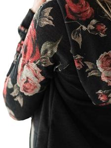 Sweat à capuche pour femme, sweat à capuche luxueux, à manches longues, imprimé Floral, avec poche, à manches en Raglan - Product Image 5