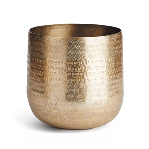 Vase géométrique moderne en aluminium doré, 13,85 po de largeur x 12,90 po de hauteur, fait main, écologique, pièce d'art décorative pour table - Product Image 1