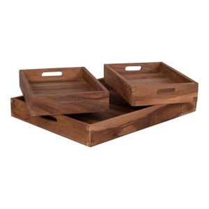Juego de bandejas rectangulares de madera maciza hechas a mano, caja de almacenamiento decorativa para mesa, artesanías modernas de madera, cajas de madera y decoración de pared. - Product Image 1