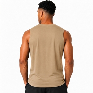 Men's <b>Light</b> Blue Sleeveless Tank Top Crew <b>Neck</b> Solid Color Breathable Knitted 100% Polyester 220g Silk Screen Printed High - Product Image 2