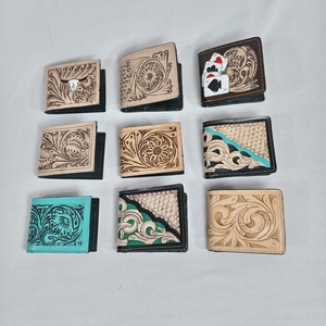 Nueva Cartera Bifold de Cuero Genuino para Hombre, Diseño Walla con Grabado Floral Geométrico, Hecha a Mano, 100% Cuero, Éxito de Ventas - Product Image 4