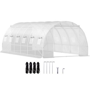 Serra da Giardino Walk-in 20x10x7ft con Copertura in Polietilene 10x7ft, Telaio in Legno, Archi in Acciaio Galvanizzato, 3 Travi Superiori, Pali Diagonali, 2 Set - Product Image 1