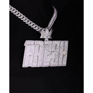 <b>Custom</b> <b>Name</b> Pendant With Crown VVS Moissanite Diamond 925 Sterling Silver Iced Out Hip Hop <b>Necklace</b> Luxury Jewelry - Product Image 1