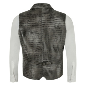 Gilet Homme en Cuir Gaufré Croco 100% Véritable, Gamme Smart Personnalisée, Gilet de Cérémonie et d'Affaires, Fabricant Grossiste Marque Privée - Product Image 6