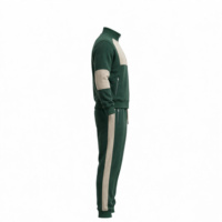 Survêtement Homme Color Block à Fermeture Éclair Intégrale, Col Montant, Style Décontracté, Mélange Polyester Coton, Style Automne, Coupe Droite, Poches Latérales