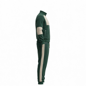 <b>Men</b> Color Blocking Tracksuit Full Zip Stand Collar Casual Wear Polyester Cotton Blend Autumn Style Regular Fit Side Pockets - Product Image 2