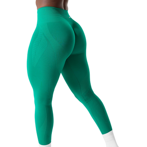 Leggings de yoga sans couture taille mi-haute pour femme, effet sculptant et contrôle du ventre, extensibles, pour la gym et l'entraînement, vert - Product Image 3