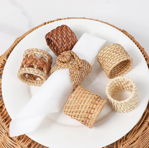 Anillo de Servilleta de Mesa de Lujo para Boda, Tejido en Ratán Natural, Diseño Exclusivo, Artesanía Hecha a Mano, con un Precio Increíble - Product Image 1