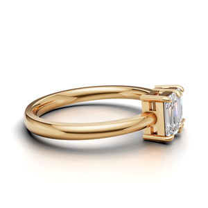IGI Certified Lab Grown Diamond Toi Et Moi <b>Ring</b> 18K Yellow / White & Rose Gold Emerald Shape Engagement <b>Ring</b> for Women - Product Image 4