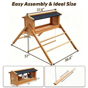 Caja de Nidificación para Gallinas con Techo de Asfalto, Percha para Gallinas, Cajas de Nidificación con Columpio para Gallinas, Accesorios para Gallineros - Product Image 2
