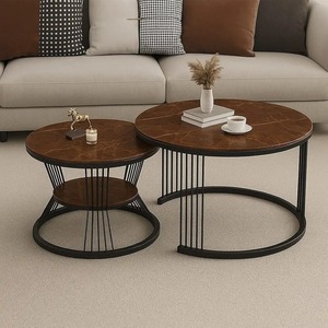 โต๊ะกาแฟทรงกลมทันสมัยสำหรับห้องนั่งเล่น โต๊ะกลางไม้หรูหรา ดีไซน์เฟอร์นิเจอร์บ้านสไตล์ร่วมสมัย - Product Image 5