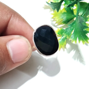 Natural Black Onyx <b>Ring</b>, Checker Cut Gemstone <b>Ring</b>, Sterling Silver Jewelry, Handmade Fashion <b>Ring</b>, Adjustable Cocktail <b>Ring</b> - Product Image 5