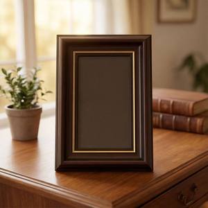 Classic Dark Wood Photo <b>Frame</b> Gold Trim Vintage Desktop Picture <b>Frame</b> Tabletop Display Home Office Decor - Product Image 5