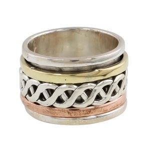 Heaven Crafts Handmade Sterling Silver Christian Romantic for Certified Bezel Setting <b>Spinner</b> Engagement <b>Ring</b> Fine Jewelry - Product Image 5