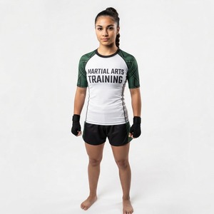 Unisex Blue Yellow Fitted MMA Training <b>Shirt</b> Shorts Sleeve Set Moisture Wicking Sublimation Print Four-Way Stretch Athletic Wear - Product Image 3