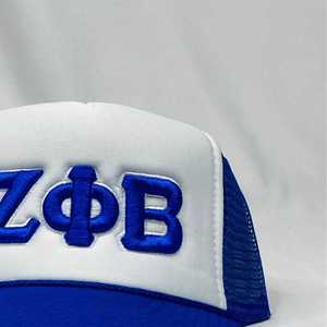 หมวกแก๊ป Zeta Phi Beta ปักลาย ZPB สีน้ำเงินขาว ตาข่าย ปรับขนาดได้ หมวกเบสบอลแบบ Snapback สำหรับชมรมนักศึกษา  ทันสมัย สวมใส่สบาย - Product Image 4