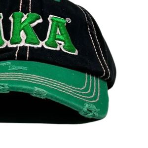 Gorra de Béisbol Verde y Negra con Letras Bordadas, Visera Desgastada, Correa Ajustable, Estilo Casual para Exteriores - Product Image 6