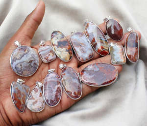 Natural Crazy Lace Agate Multi Shape 925Sterling Silver Handmade Gemstone Jewelry Boho <b>Statement</b> Healing Stone Pendant <b>Necklaces</b> - Product Image 4