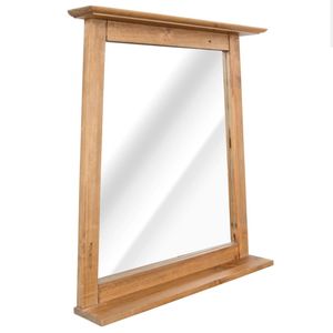 Espejo de Pared Mediano, Espejos de Baño de Madera de Pino Sólido Marrón - Product Image 3