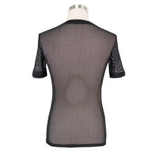 T-shirt Homme Slim Fit Noir Transparent à Manches Courtes Col Rond en Maille Respirante - Product Image 5