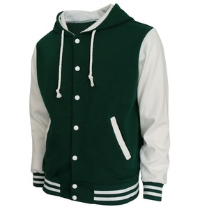 Veste universitaire pour homme, verte et blanche, pull-over décontracté en laine pour l'automne, coupe classique, manches rayées - Product Image 2