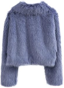 Veste Courte en Fausse Fourrure pour Femme Hiver 2025 – Manches Longues, Ouverte sur le Devant, Style Shaggy, Manteau Tendance - Product Image 2