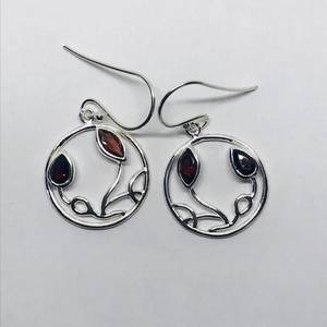 Boucles d'oreilles grenat en argent sterling 925, bijoux faits à la main, pierre de naissance de janvier, pierre précieuse rouge, cadeau de luxe pour femme - Product Image 1