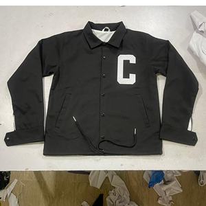 Blouson d'entraîneur en toile OEM personnalisé pour homme, coupe ample décontractée, grande taille, bouton unique, imperméable, effet délavé, col montant, pour l'hiver - Product Image 5