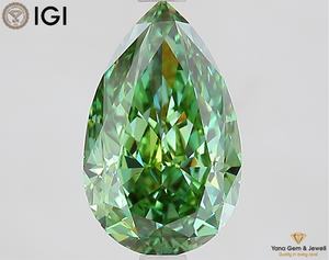 Diamante Cultivado en Laboratorio de 5.01 Quilates con Certificado IGI, Corte Pera, Color Verde Intenso, Claridad VVS2, para Centro de Collar - Product Image 1