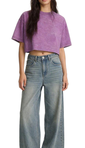 T-shirt court pour femme, coupe épaules tombantes, délavé, personnalisable avec logo, vente en gros OEM, vêtements de sport pour femme, haute qualité, meilleure vente - Product Image 4