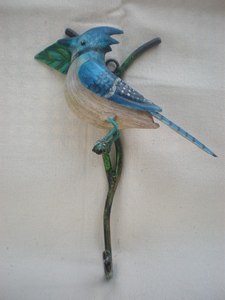 Crochet en fer peint en bleu pour oiseaux - Product Image 1