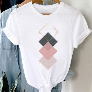Camiseta de Mujer, Corte Ajustado, Cuello Redondo, Manga Corta, Tejido de Lana, Informal, Primavera/Verano - Product Image 2