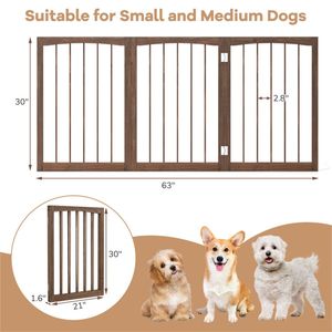 Recinto per Animali Domestici in Legno Massello Marrone 160x76 cm, Cancellino Moderno per Interni/Esterni con Chiusura a Bottone per Cani, Ideale per Soggiorno - Product Image 2