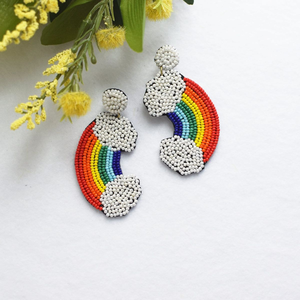 Pendientes de corazón con cuentas de bisutería - Pendientes colgantes de triple corazón rosa - Pendientes de corazón de Blossom Craft India - Product Image 5