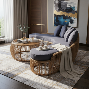 Modern Luxury Curved Rattan Dining Chair Handwoven Natural Cane Wicker UV-Resistant Eco-Friendly High End Hotel Villa Lounge - Product Image 2