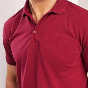 เสื้อโปโลผู้ชายสีแดงเข้มเสื้อคอตตอนแขนสั้นผ้าคอตตอนลำลองสำหรับใส่ทำงานใส่ทุกวันโลโก้ตามสั่ง - Product Image 5