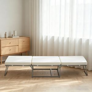Struttura Letto Pieghevole Portatile in Metallo Robusta e Durevole, Design Vintage, Tipo Box Spring, Disponibile nelle Misure Singolo, Matrimoniale e Queen - Product Image 1