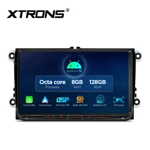 XTRONS 8Core 8 + 128GB Android 12 autoradio per VW Golf passat B6/Skoda/Seat 9 pollici QLED 4G LTE Carplay DSP lettore DVD per auto