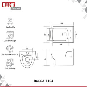 WC suspendu élégant en céramique blanche au design unique, pour salle de bain, vendu dans le monde entier, fabriqué en Inde. - Product Image 3