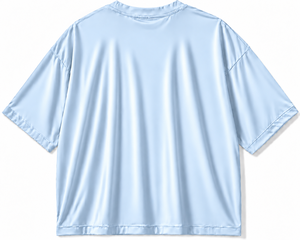 เสื้อยืดคอกลมแขนสั้นสีฟ้าอ่อนสำหรับผู้ชาย พิมพ์ลายตัวอักษร ดีไซน์ลำลอง ทรงโอเวอร์ไซส์ ผ้าโพลีเอสเตอร์ 100% รับสกรีนโลโก้ตามแบบ - Product Image 2